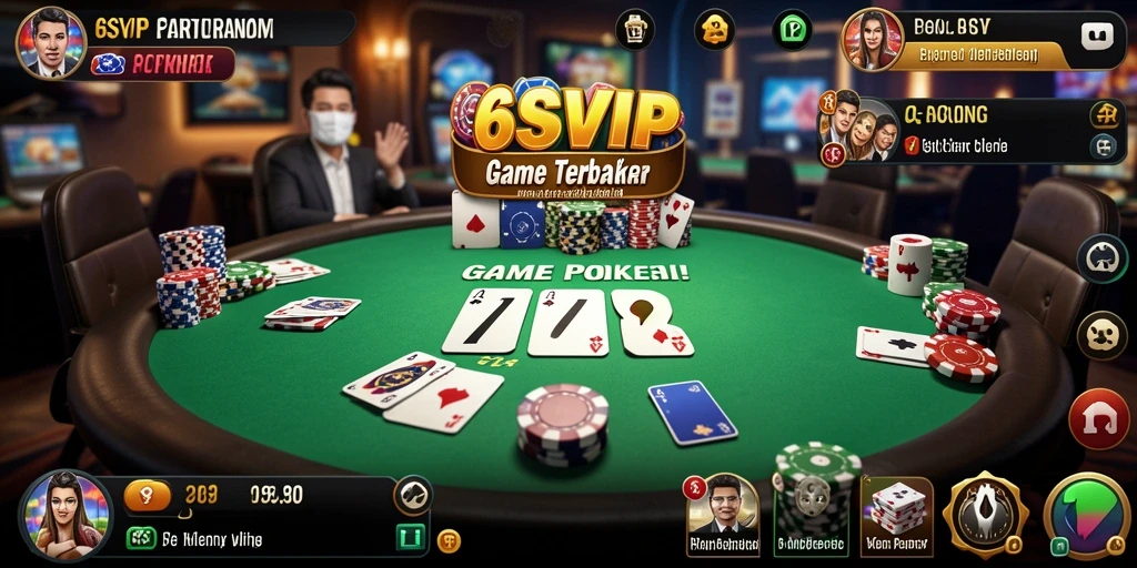 Tampilan gameplay seru dari 6SVIP dengan kartu dan meja poker.