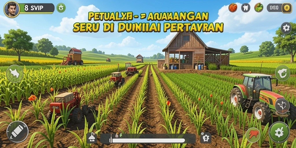 Screenshot gameplay 8SVIP yang menampilkan pertanian yang subur.