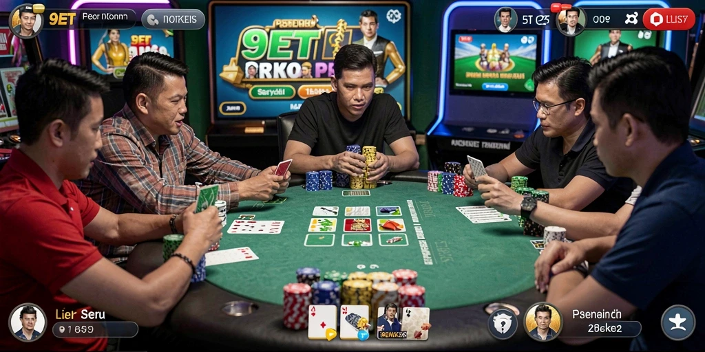 Tangkapan layar gameplay Poker yang mendebarkan di 9ET.