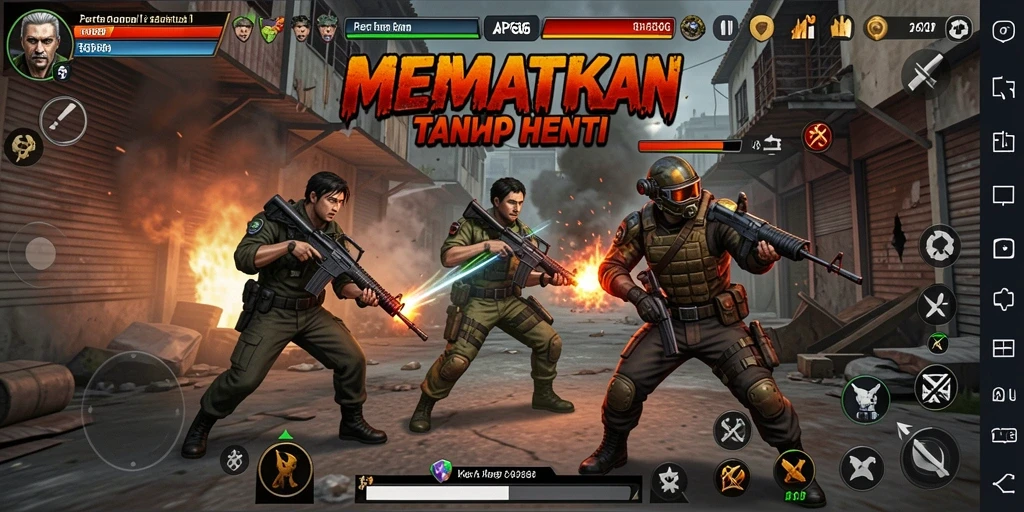 Tampilan gameplay AP686 yang penuh aksi dan pertarungan seru di arena.