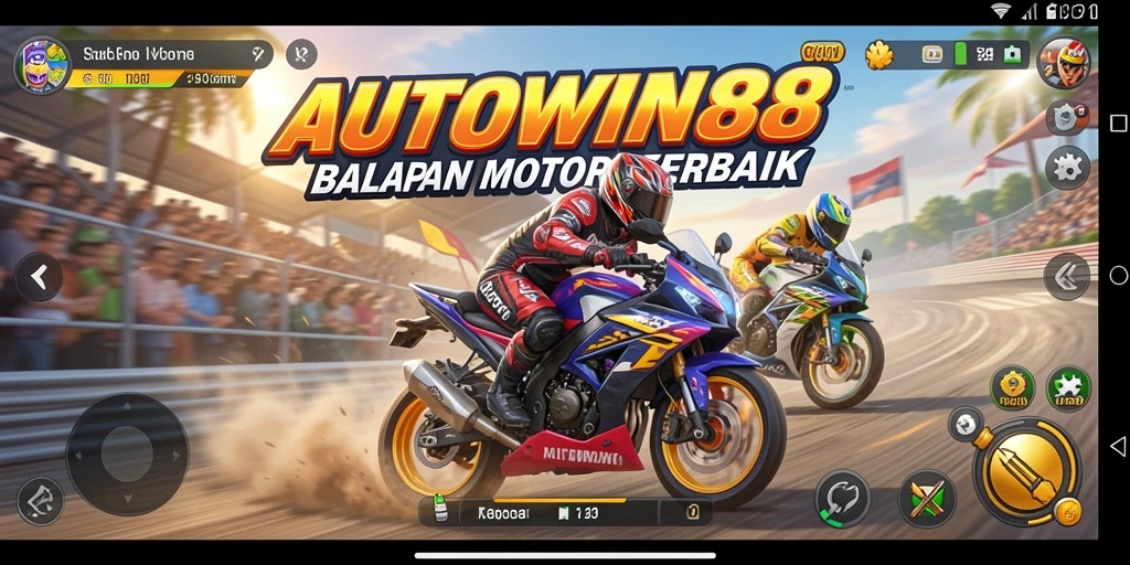 Tampilan seru balapan motor di AUTOWIN88 dengan kecepatan tinggi.