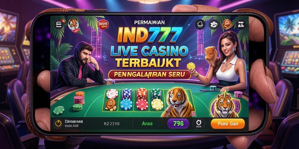 Screenshot IND777 menampilkan dealer profesional dan suasana permainan yang mendebarkan.