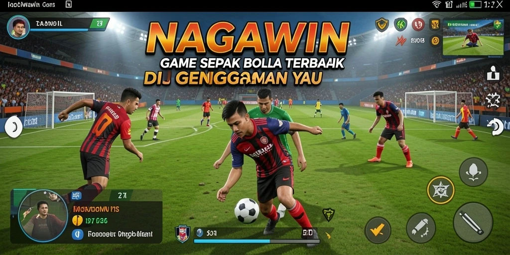 Screenshot menarik dari gameplay NAGAWIN di lapangan sepak bola.