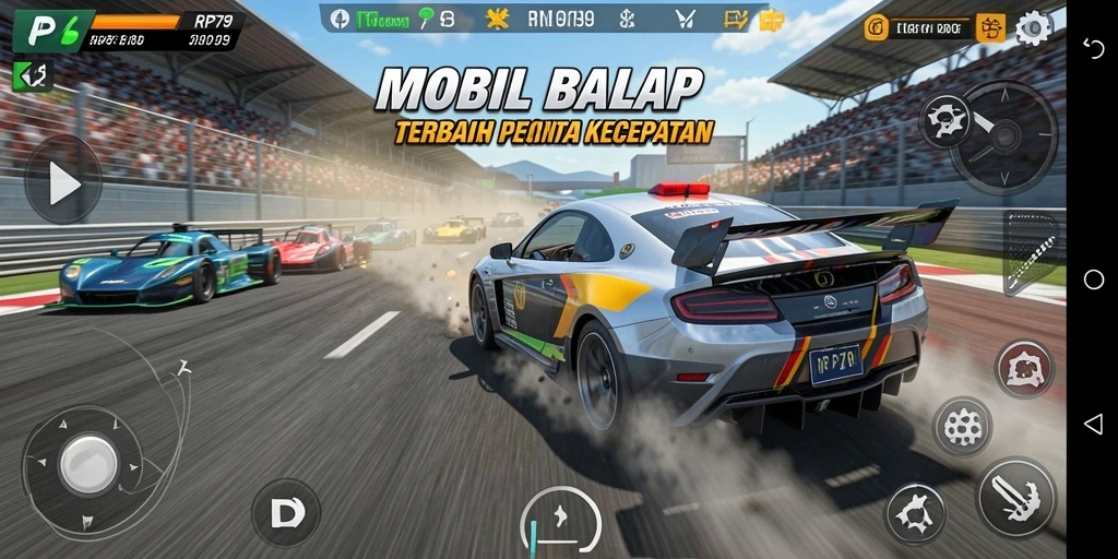 Tampilan gameplay balap yang mendebarkan dan penuh aksi di RP79.