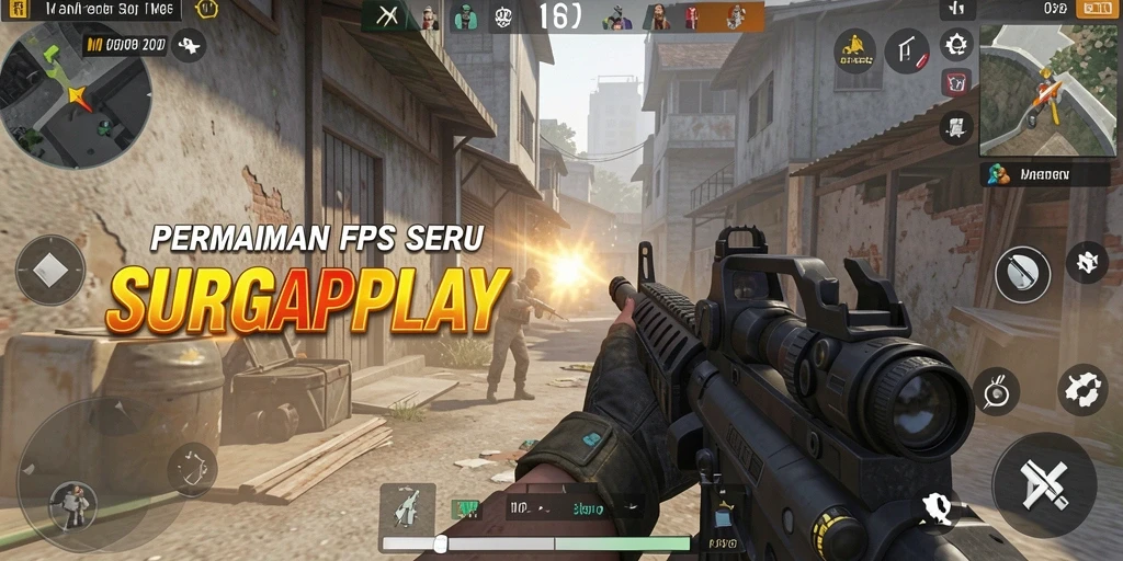 Screenshot SURGAPLAY menampilkan aksi seru dalam permainan FPS.